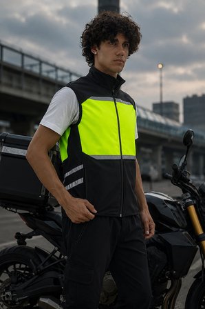 Reflektörlü Softshell Motosiklet Ve Iş Güvenliği Yeleği