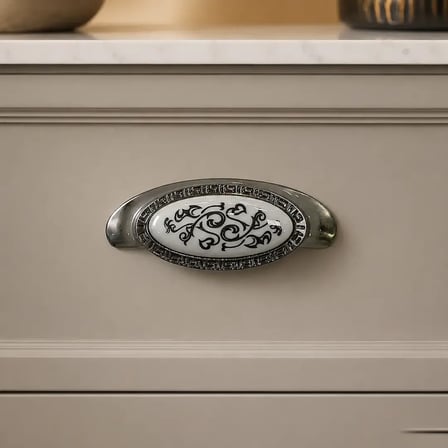 Tomurcuk Porselen Mobilya Kulbu Inox/Beyaz Renk 64mm Kulp (198-03-64-53)