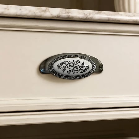 Tomurcuk Porselen Mobilya Kulbu Inox/Beyaz Renk 64mm Kulp (198-03-64-53)