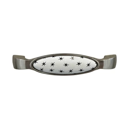 Tomurcuk Porselen Mobilya Kulbu Inox/Beyaz Renk 128mm Kulp (198-29-128-53)