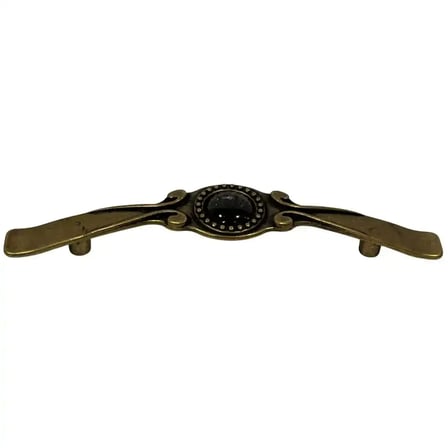 Tomurcuk Porselen Antik Sarı/Siyah Mobilya Kulbu 96mm Kulp (198-39-96-94)