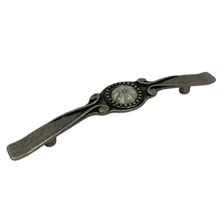 Tomurcuk Porselen Antik Gümüş/Beyaz Mobilya Kulbu 96mm Kulp (198-40-96-20)