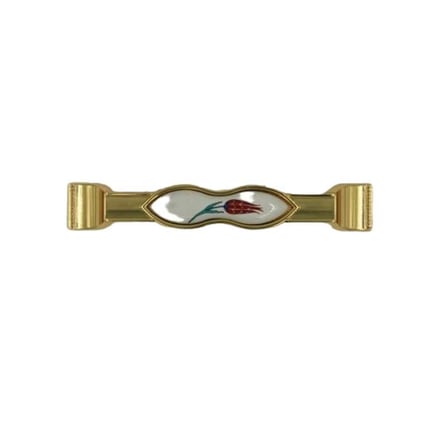 Tomurcuk Porselen Mobilya Kulbu Altın/Beyaz 128mm (198-41-128-16)
