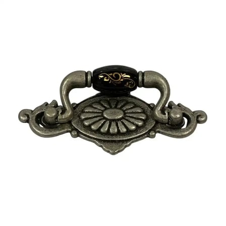 Tomurcuk Porselen Mobilya Kulbu Antik Gümüş/Siyah 32mm (198-47-32-20)