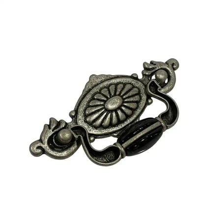 Tomurcuk Porselen Mobilya Kulbu Antik Gümüş/Siyah 32mm (198-47-32-20)