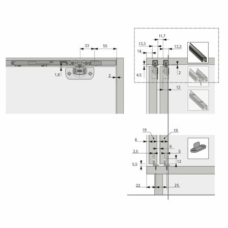 Hettich SysLine S Vidalı Montaj Hareket Profili 2000 mm (9136105)