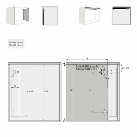 Hettich Döner Sürgü Kapak Sistemi KA 5740 / 600 mm (41377)
