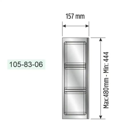 Mesan Traybond 3 Bölme Antrasit Kaşıklık 157mm (105-83-06-309)