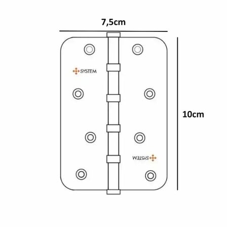 System Yönsüz 4 Bilyalı Menteşe Mat Siyah 10cm 3mm (SH101 AL6)