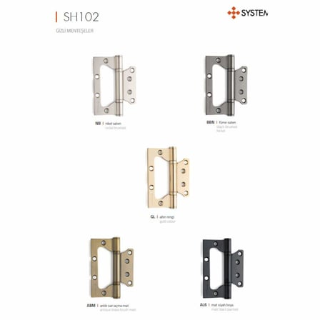System Kelebek Menteşe 2 Bilyalı Siyah 10cm 3mm (SH102 AL6)