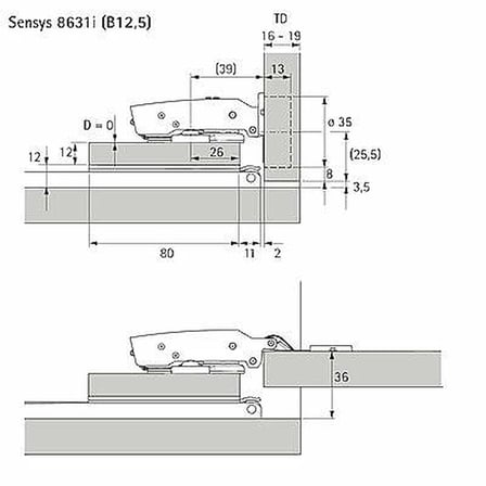 Hettich Döner sürgü kapak sistemi KA 5740 / 700 mm (41379)