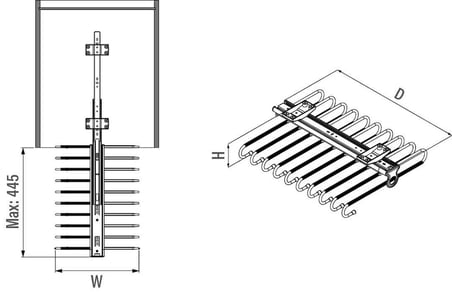 Starax Tavan Bağlantılı Raylı Pantolon Askısı Antrasit 34x46cm (S-6545-A)