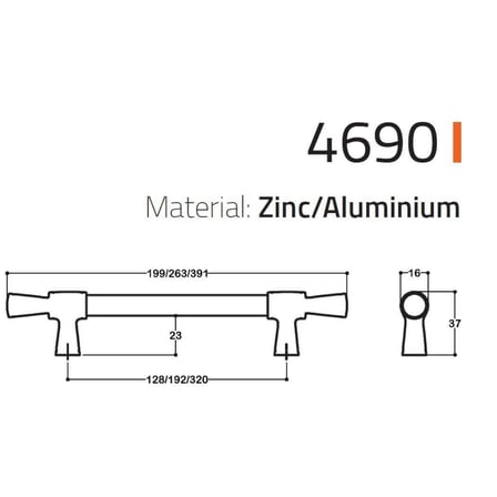 System Mobilya Kulbu Krom Renk 192mm Kulp (SY4690 0192 CR-CR)