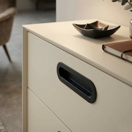System Gömme Mobilya Kulbu Siyah Renk 128mm Kulp (SY7471 0128 AL6)