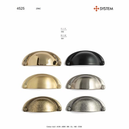 System Mobilya Kulbu Antik Sarı Renk 32mm Düğme Kulp (SY4525 0032 ABM)