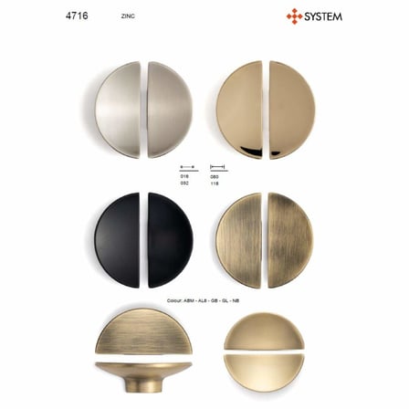 System Düğme Yarım Daire Mobilya Kulbu Antik Renk 16mm Kulp (SY4716 0016 ABM)