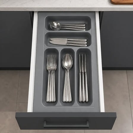 Starax 24x49 Cm Gri Plastik Kaşıklık 5 Gözlü Modül 30cm (S-2281-GP)