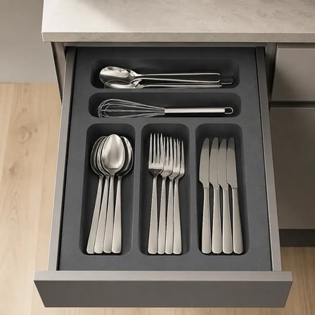 Starax 35 Cm Gri Plastik Kaşıklık 5 Gözlü 29x49 Cm (S-2282-GP)