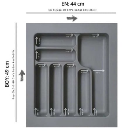 Starax 50 Cm Gri Plastik Kaşıklık 7 Gözlü 44x49 Cm (S-2285-GP)