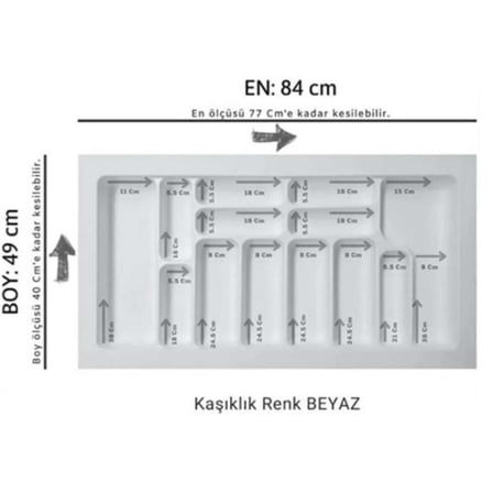 Starax 90 Cm Beyaz Plastik Kaşıklık 13 Gözlü 84x49 Cm (S-2290-WP)