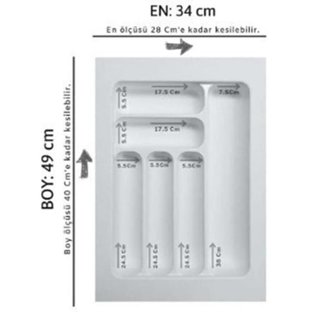 Starax 40 Cm Beyaz Plastik Kaşıklık 6 Gözlü 34x49 Cm (S-2283-WP)