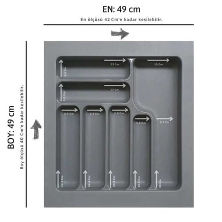 Starax 55 Cm Antrasit Plastik Kaşıklık 7 Gözlü 49x49 Cm  (S-2286-AP)