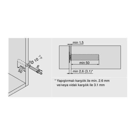 Blum Beyaz Kısa Bas-Aç Tip-On (956.1004B)