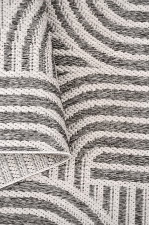 LUMEN Buklet Gri/Beyaz Kaymaz Taban Robot Süpürge Uyumlu Salon Halısı