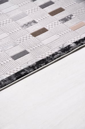 VERIDIAN Çizgili Bej/Kahve/Antrasit Robot Süpürge Uyumlu Salon Halısı