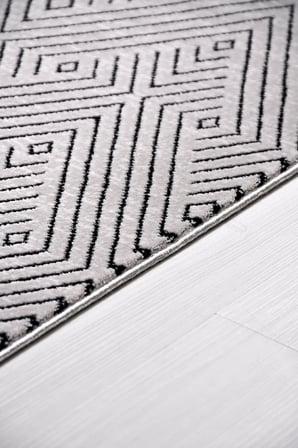 VERIDIAN Çizgili Gri/Siyah Robot Süpürge Uyumlu Salon Halısı