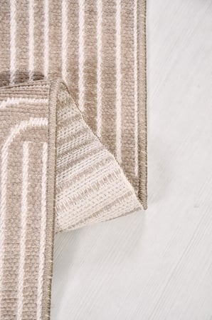 ZELVE Geometrik Vizon/Beyaz Kaymaz Taban Yıkanabilir Salon Halısı
