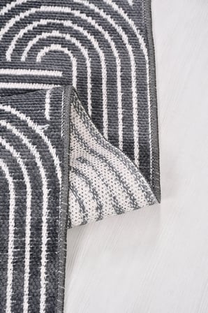 ZELVE Geometrik Antrasit/Beyaz Kaymaz Taban Yıkanabilir Salon Halısı