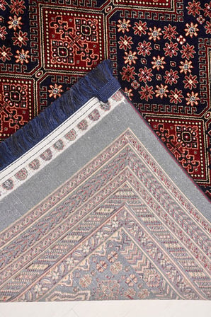 AURA Etnik Geometrik Desenli Oturma Odası Salon Halısı Robot Süpürge Uyumlu Kolay Temizlenebilir Polyester Pamuk Karışım