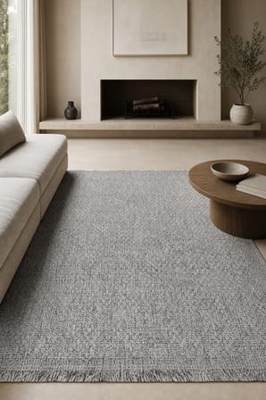 Ruyan Dafne Modern Halı Gri 80x100 cm Saçaklı Düz Dokuma Yıkanabilir