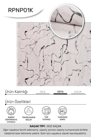 Krem Siyah Salon Oturma Odası Halısı Robot Süpürge Uyumlu Alya Serisi Kolay Temizlenebilir Akrilik Halı