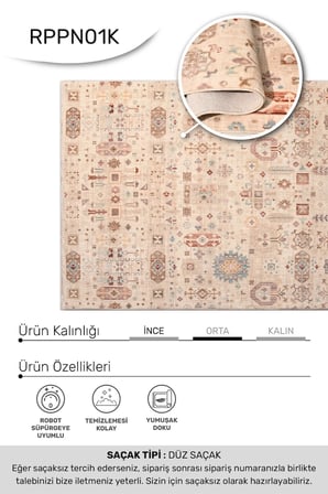 Aura Modern Salon Oturma Odası Halısı Robot Süpürgeye Uyumlu Kolay Temizlenebilir Dekoratif Halı