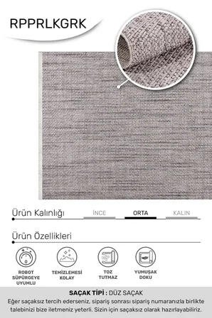 Koyu Gri Özel Ölçü Halı, Alya Serisi, Robot Süpürge Uyumlu, Kolay Temizlenebilir, Oturma Odası, Yatak Odası, Koridor Halısı