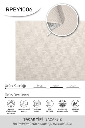 NOVAX Geometrik Beyaz Kaymaz Taban Yıkanabilir Salon Halısı