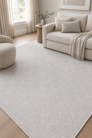 NOVAX Geometrik Gri Kaymaz Taban Yıkanabilir Salon Halısı