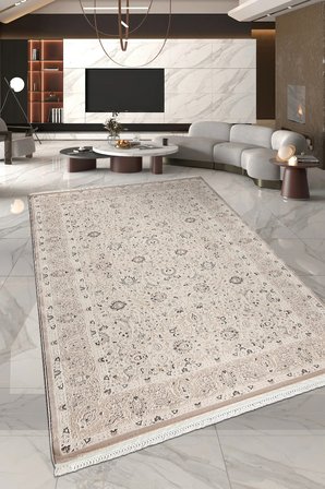 Asena Modern Vizon Renkli Salon Oturma Odası Robot Süpürge Uyumlu Kolay Temizlenebilir Halı