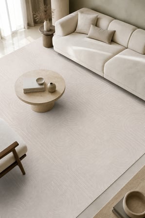 NOVAX Geometrik Beyaz Kaymaz Taban Yıkanabilir Salon Halısı