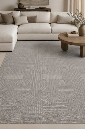 Aura Modern Gri Kaymaz Taban Yıkanabilir Robot Süpürge Uyumlu Salon Oturma Odası Mutfak Halısı