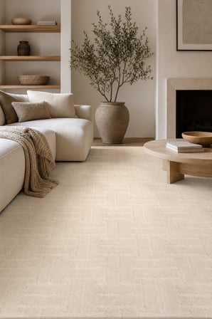 AKSEN Geometrik Krem Kaymaz Taban Yıkanabilir Salon Halısı