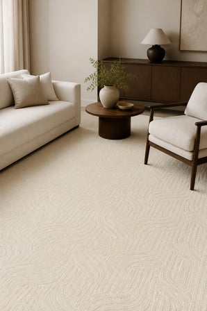 AKSEN Geometrik Krem Halı Kaymaz Taban Yıkanabilir Salon Halısı