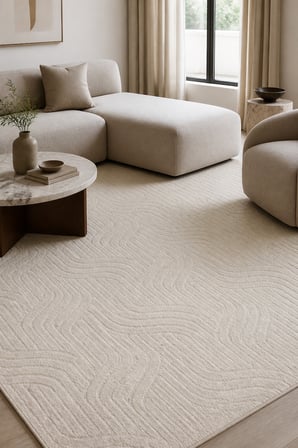 AKSEN Geometrik Krem Halı Kaymaz Taban Yıkanabilir Salon Halısı