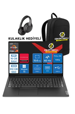 V15 RYZEN 7 7730U 16 GB RAM DDR4 512 GB SSD 15,6" FULLHD WİN11PRO NOTEBOOK + OKATECH ÇANTA
