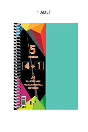 Spiralli PP Kapak 4+1 125 Yaprak Ayraçlı Defter