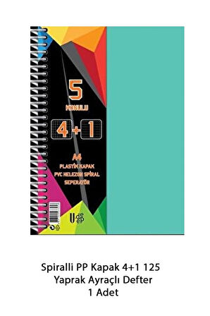 Spiralli PP Kapak 4+1 125 Yaprak Ayraçlı Defter