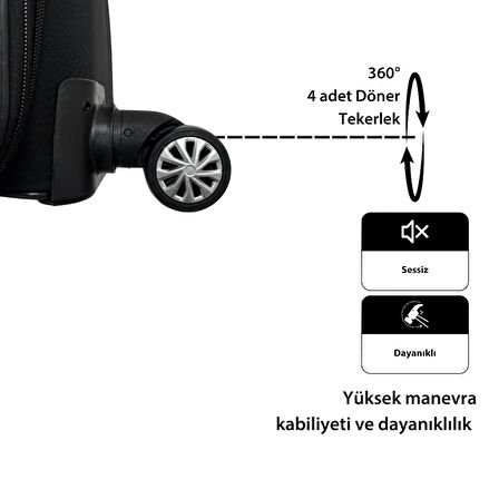 Oasis Kumaş Yüzeyli Valiz, Siyah - Kabin Boy&Büyük Boy