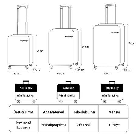 Karbon PP Horizon Serisi Kırılmaz Valiz, Kırmızı - 3'lü Set